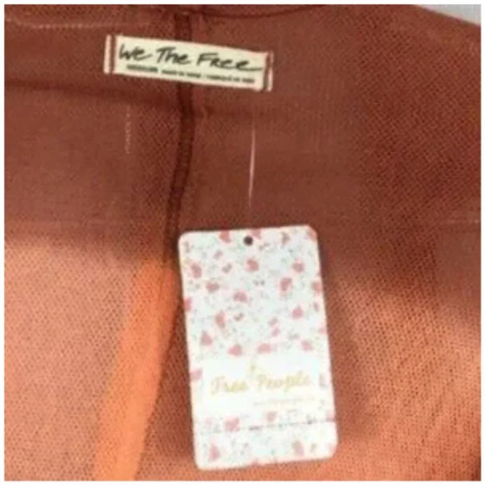 NWT Free People Orange Two Tone Stripe Boho Tunic Tank Top Medium